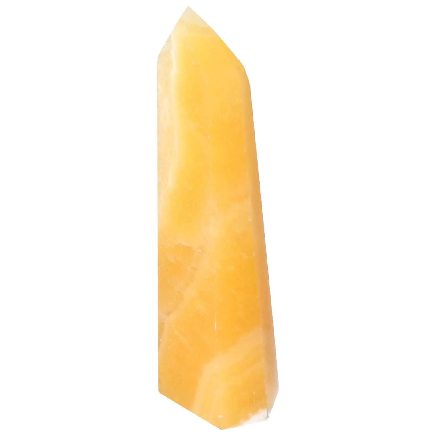 Mexican Calcite Obelisk by Sylvia Crystals, enhancing self-confidence and spiritual clarity with its natural elegance.