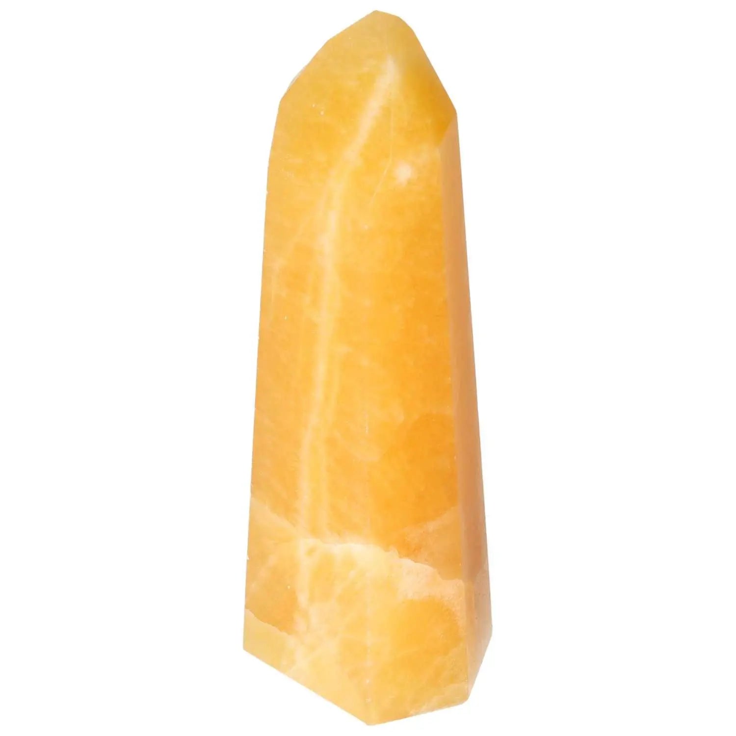 Mexican Calcite Obelisk from Sylvia Crystals, enhancing motivation and self-confidence with premium quality and uplifting energy.