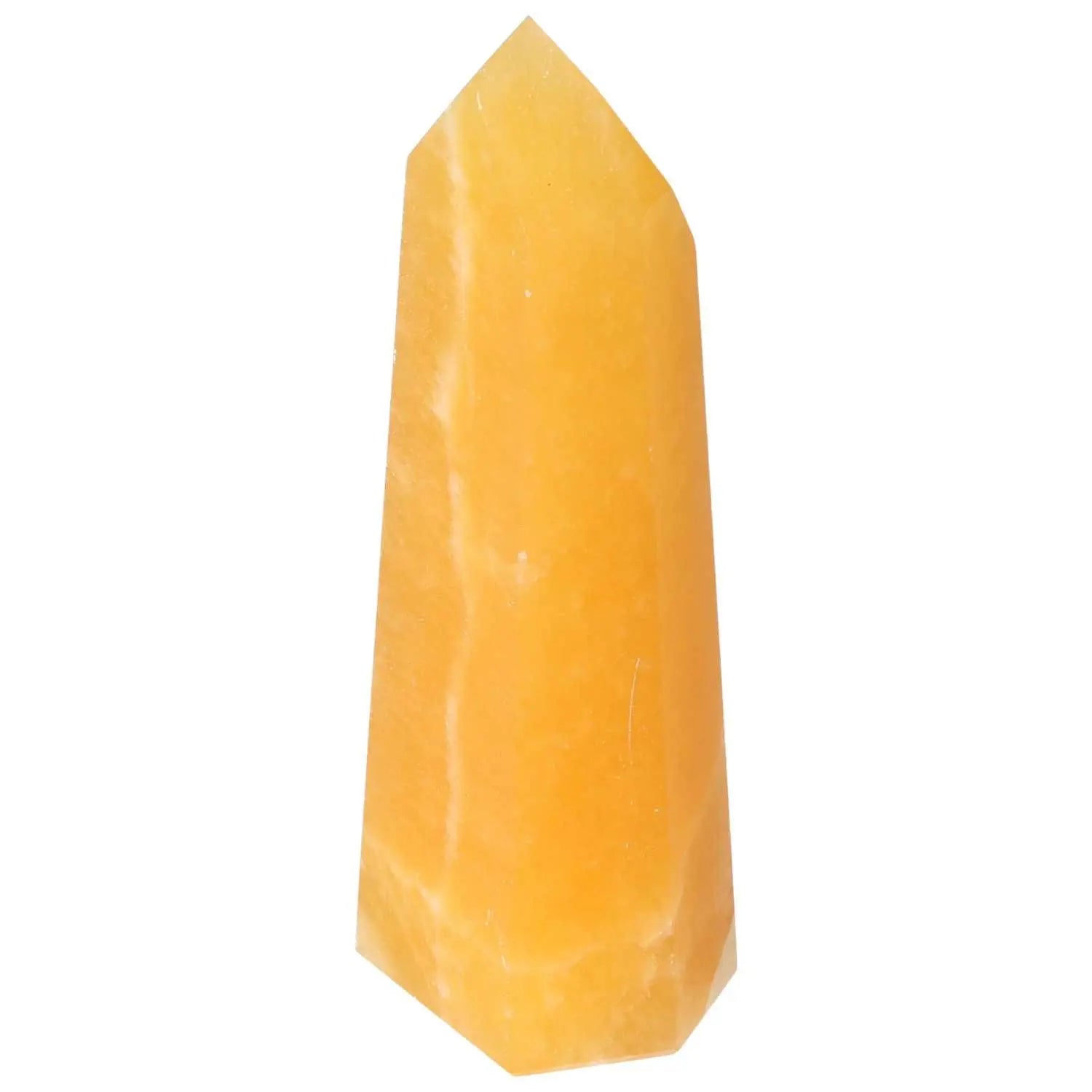 Mexican Calcite Obelisk from Sylvia Crystals, promoting self-confidence with uplifting energies, handpicked for quality.