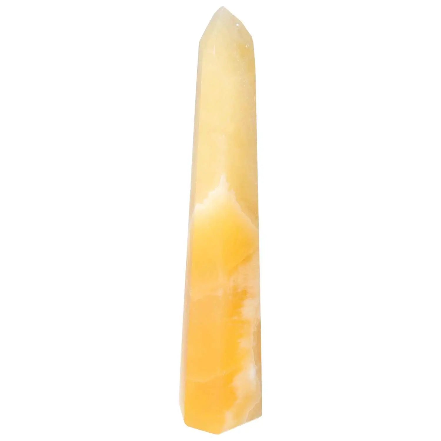 Mexican Calcite Obelisk for spiritual and personal enrichment, enhances self-confidence and energy. Sylvia Crystals luxury piece.