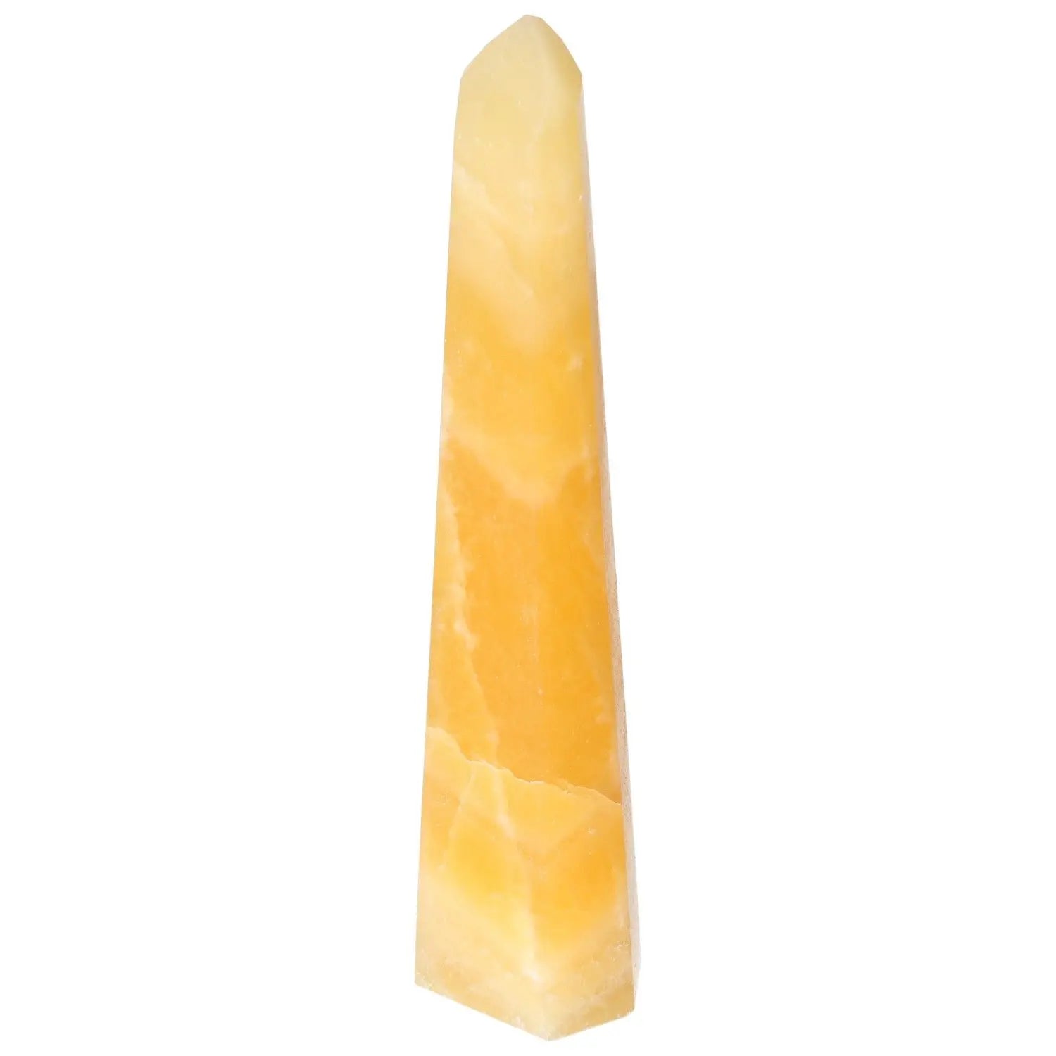 Elegant Mexican Calcite Obelisk from Sylvia Crystals, enhancing self-confidence and motivation with its radiant orange hue.