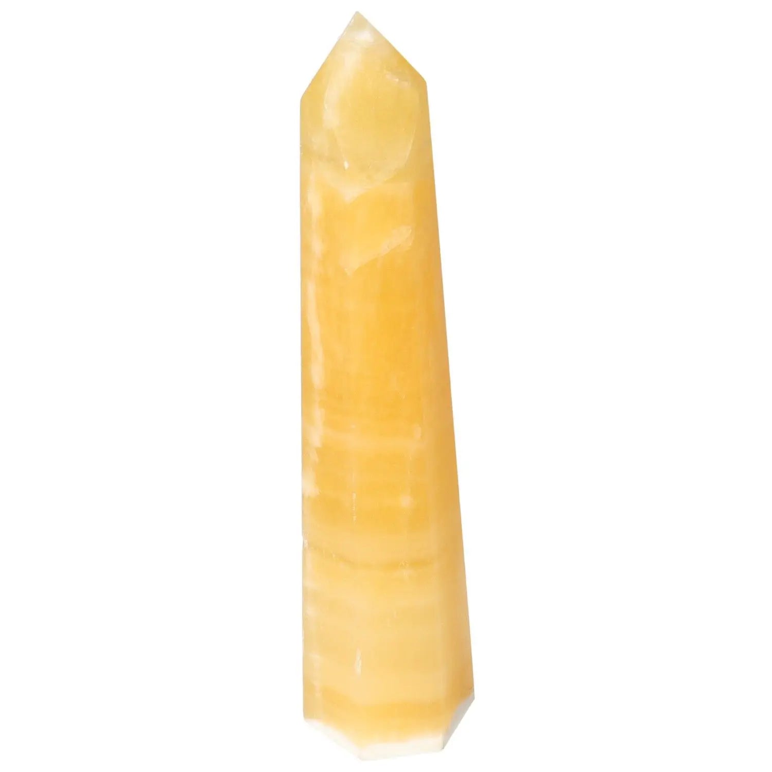 Mexican Calcite Obelisk for spiritual empowerment and personal growth from Sylvia Crystals. Boost confidence and motivation.