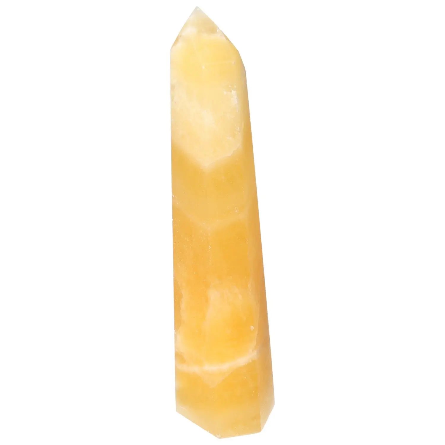 Mexican Calcite Obelisk from Sylvia Crystals, symbolizing motivation and positive energy. Handpicked for quality and authenticity.