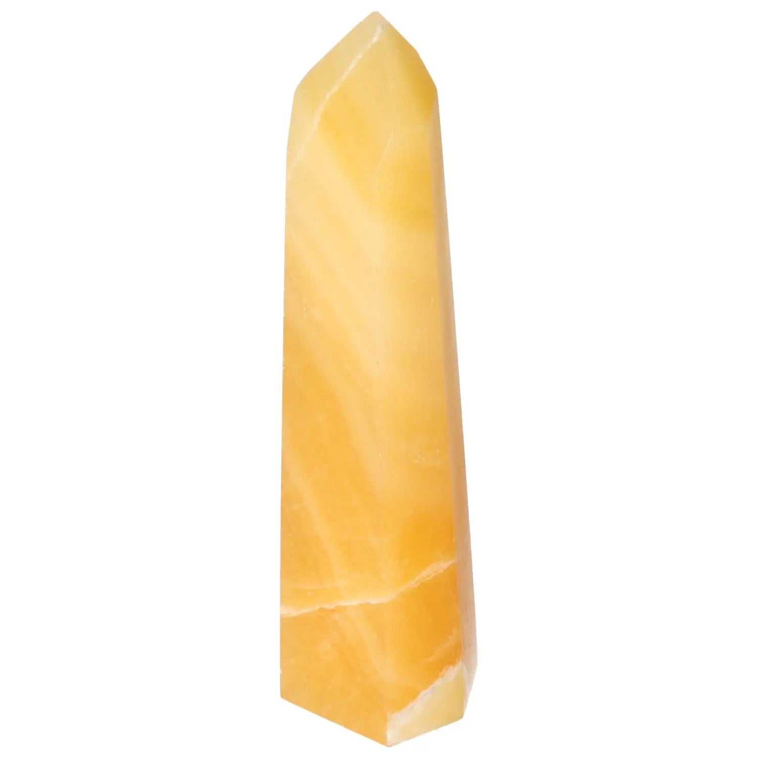Mexican Calcite Obelisk from Sylvia Crystals, enhancing energy and boosting concentration, ideal for motivation and elegance.