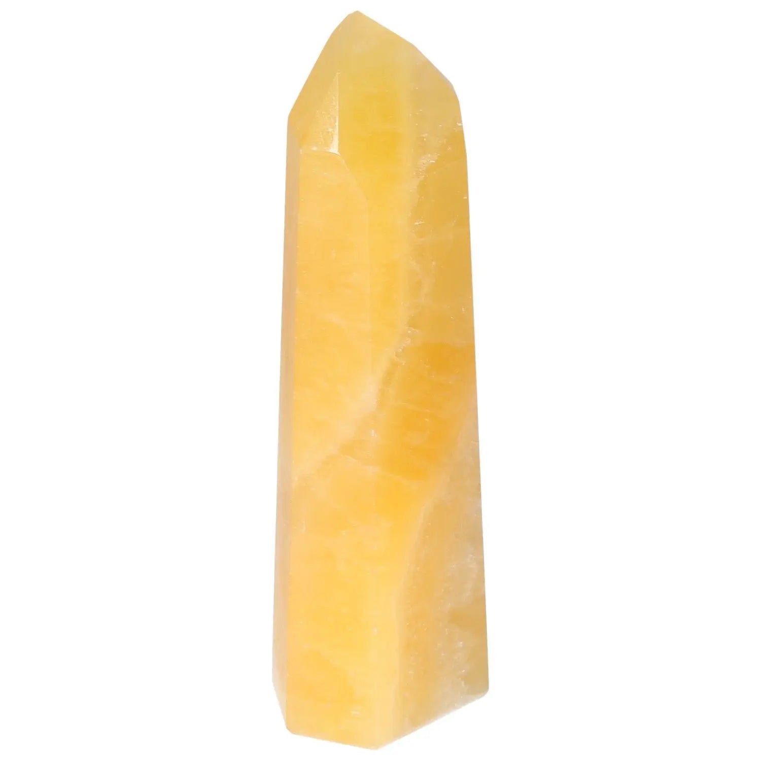 Mexican Calcite Obelisk from Sylvia Crystals, a handpicked piece symbolizing beauty and energy transformation.