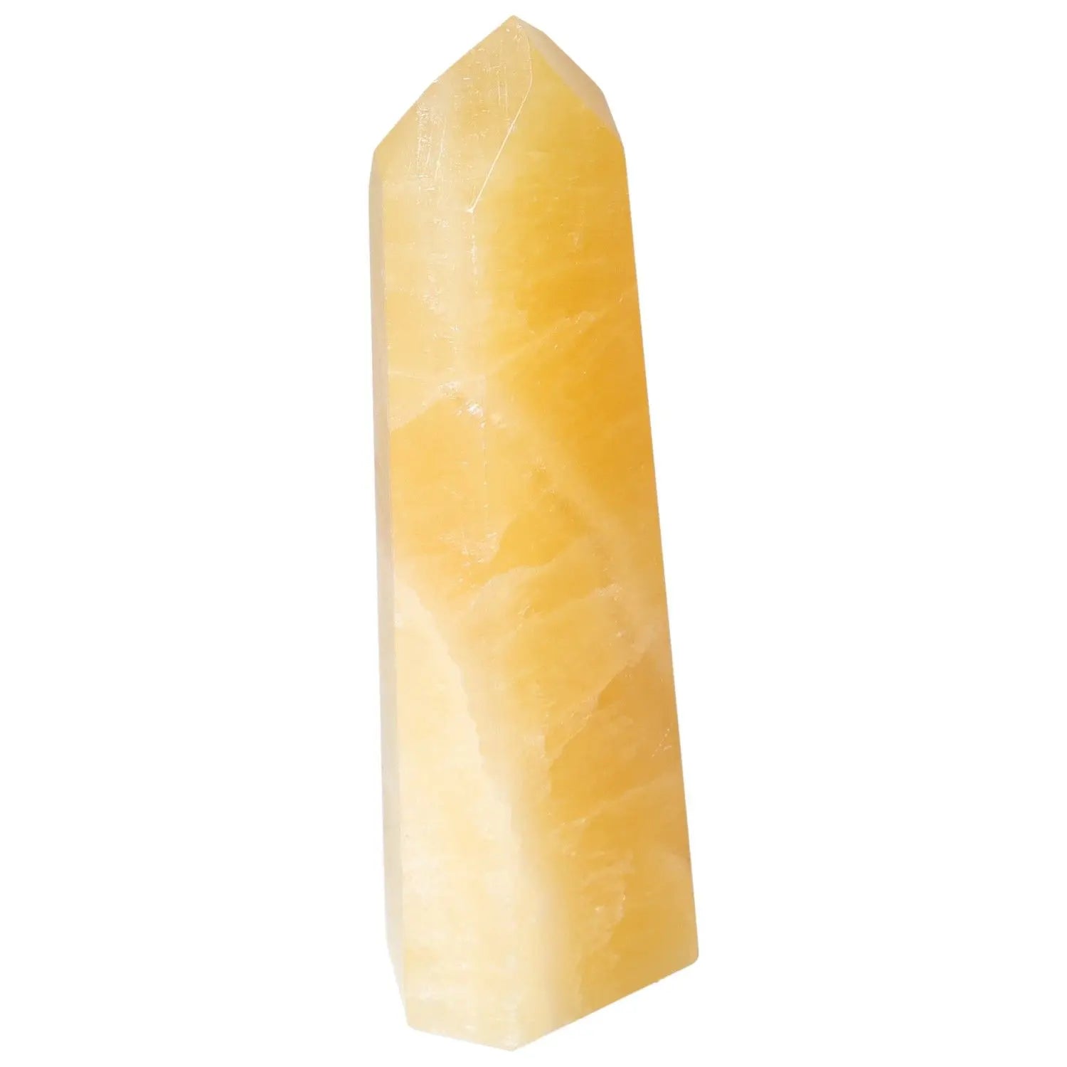 Mexican Calcite Obelisk from Sylvia Crystals, a premium stone for energy transformation and elegance.