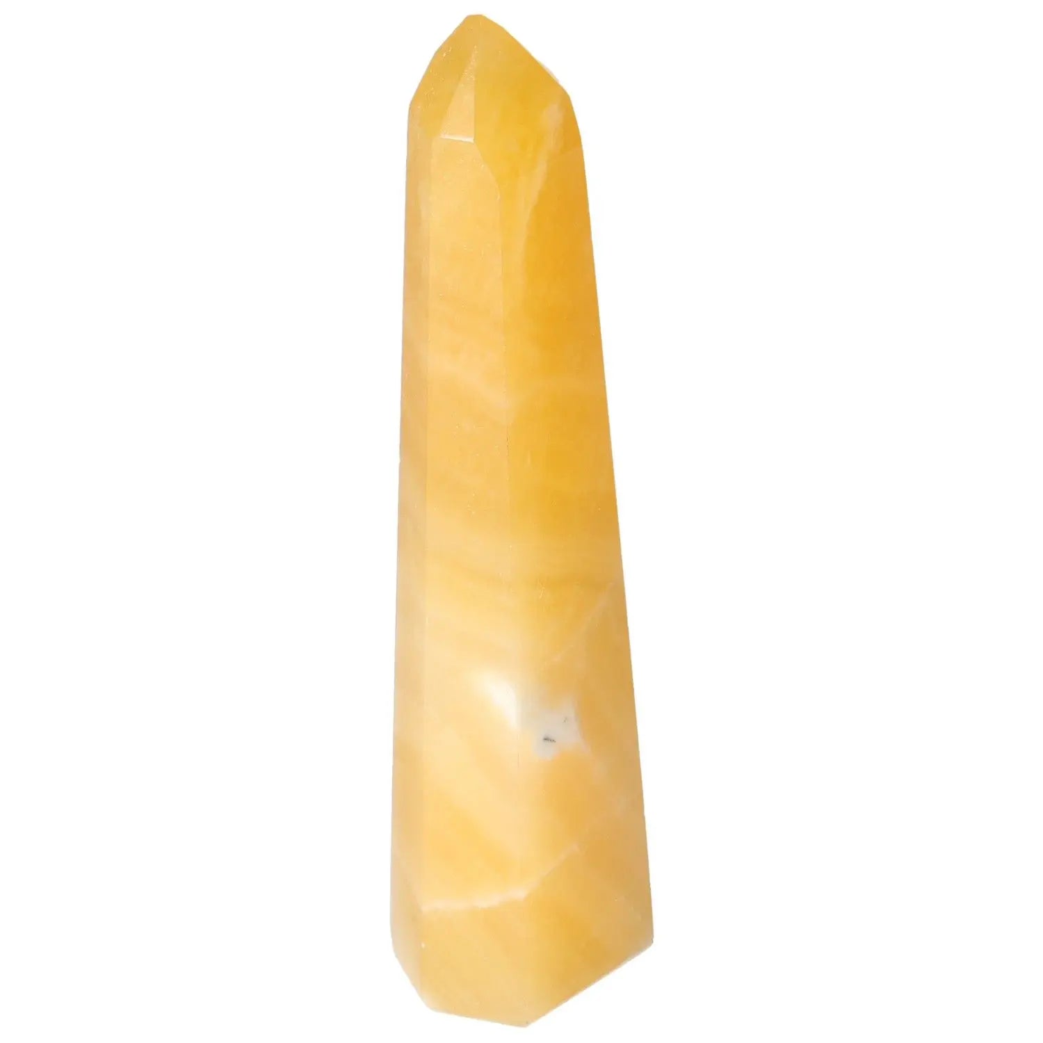 Mexican Calcite Obelisk by Sylvia Crystals, luxury and spiritual decor, natural calcite, ideal for transformation and personal growth.