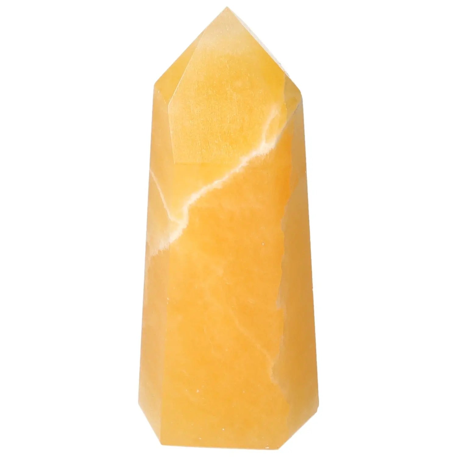 Mexican Calcite Obelisk from Sylvia Crystals, enhancing self-confidence and motivation, perfect for personal development.