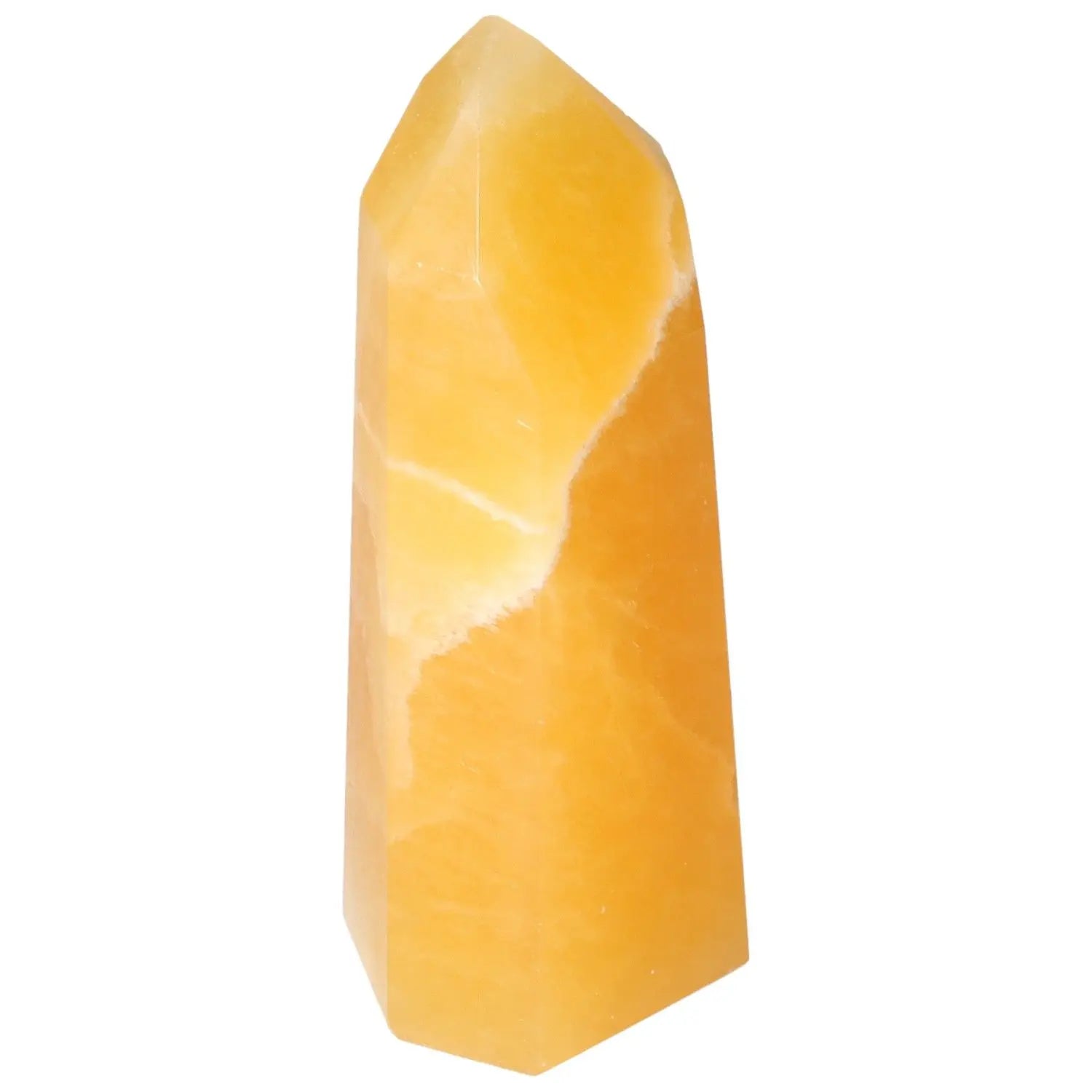 Mexican Calcite Obelisk from Sylvia Crystals, premium handpicked crystal for enhancing self-confidence and motivation.