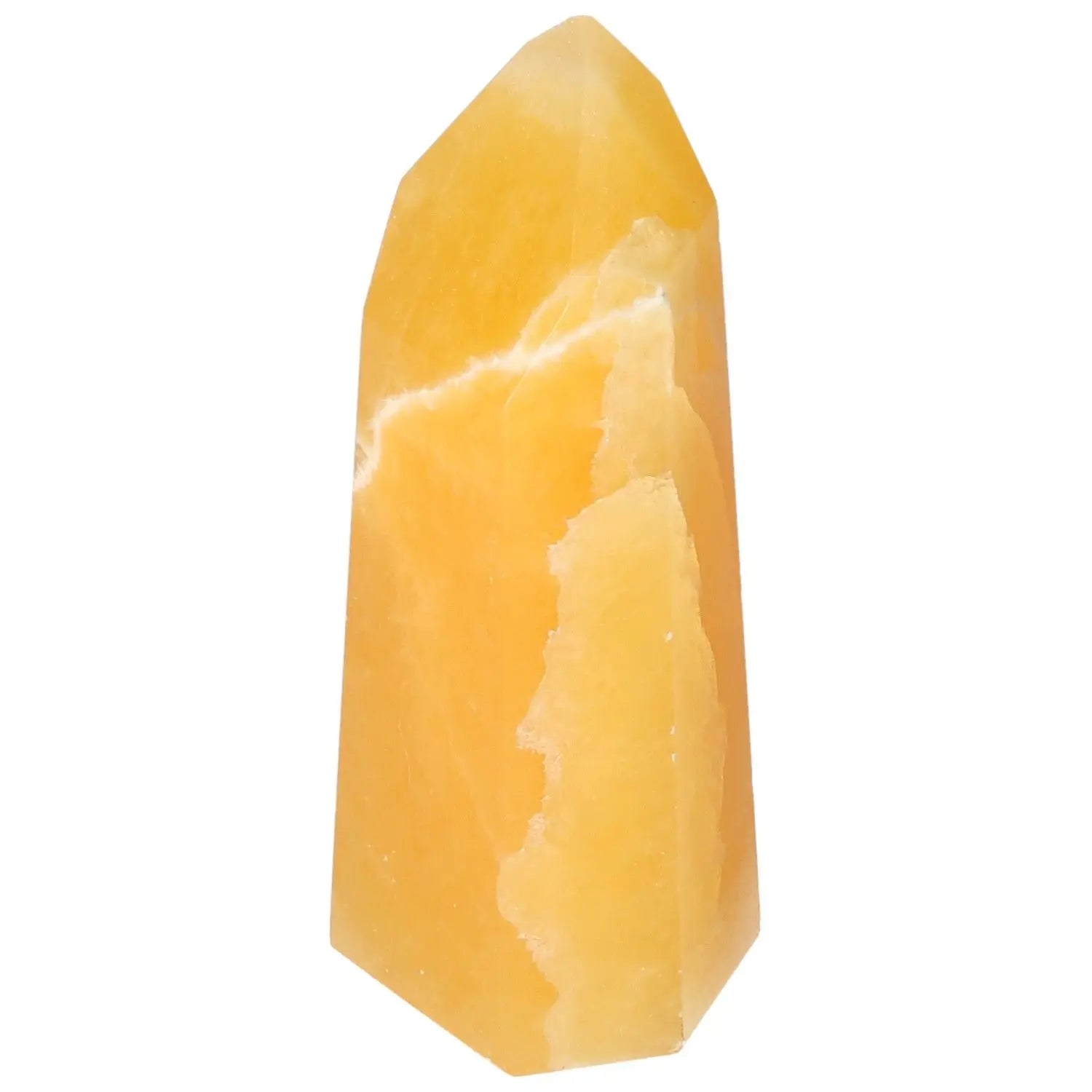 Elegant Mexican Calcite Obelisk crystal from Sylvia Crystals, known for boosting self-confidence and motivation.