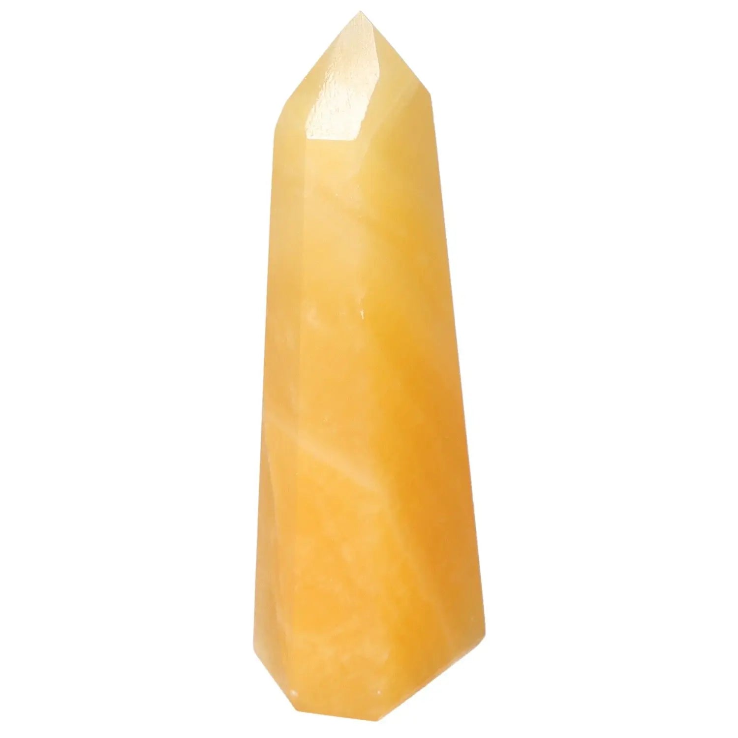 Mexican Calcite Obelisk from Sylvia Crystals, enhancing self-confidence and motivation with luxurious spiritual allure.