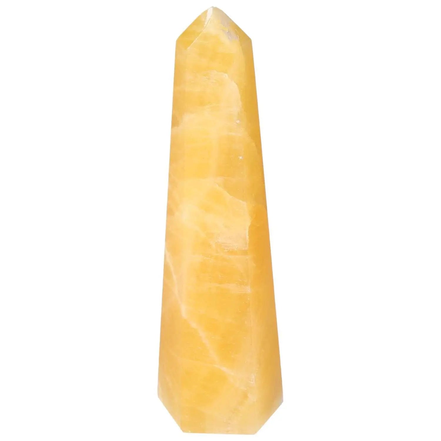 Mexican Calcite Obelisk, handpicked for quality, enhances aesthetics and spiritual harmony, Sylvia Crystals product.
