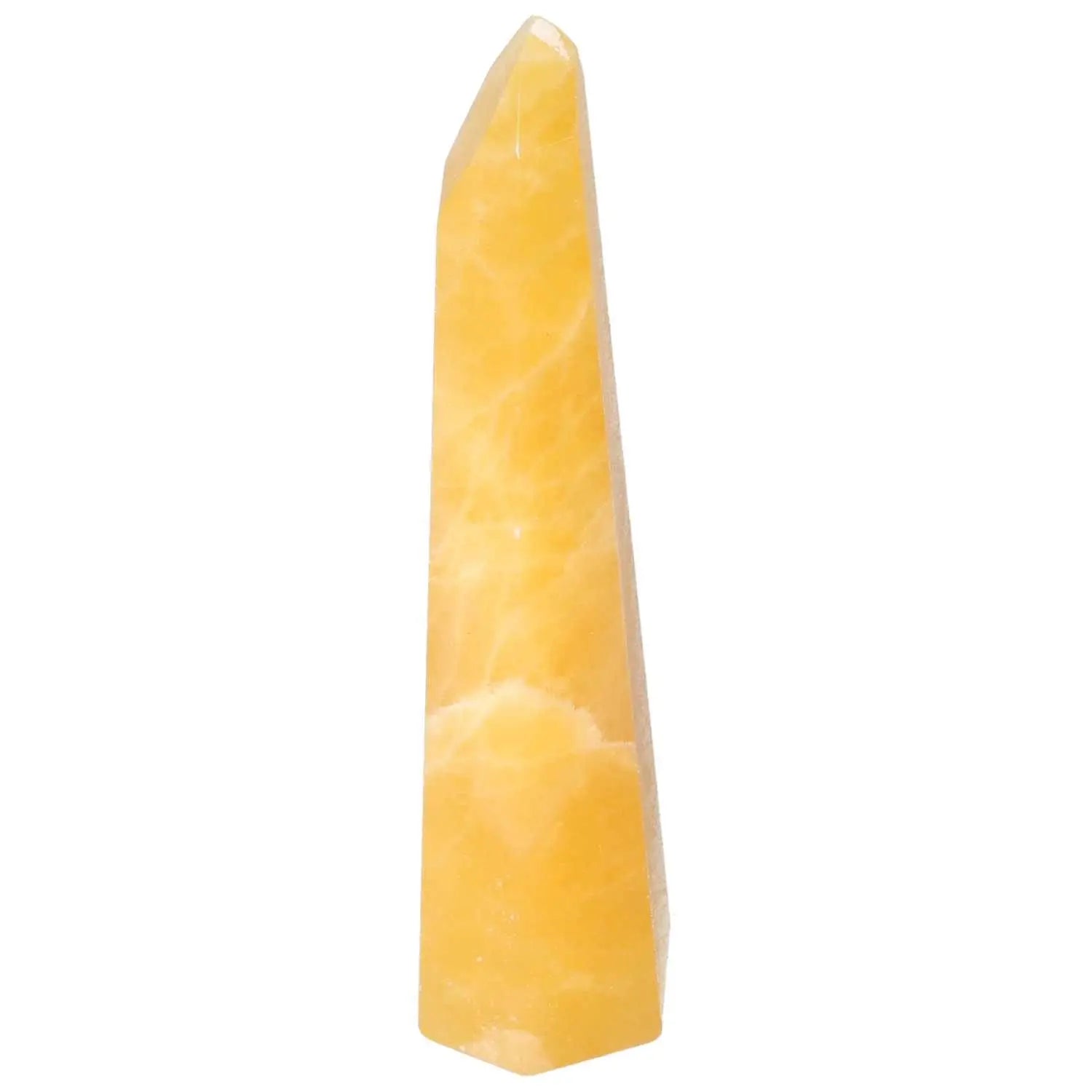Elegant yellow Mexican Calcite Obelisk from Sylvia Crystals, showcasing premium quality and craftsmanship.