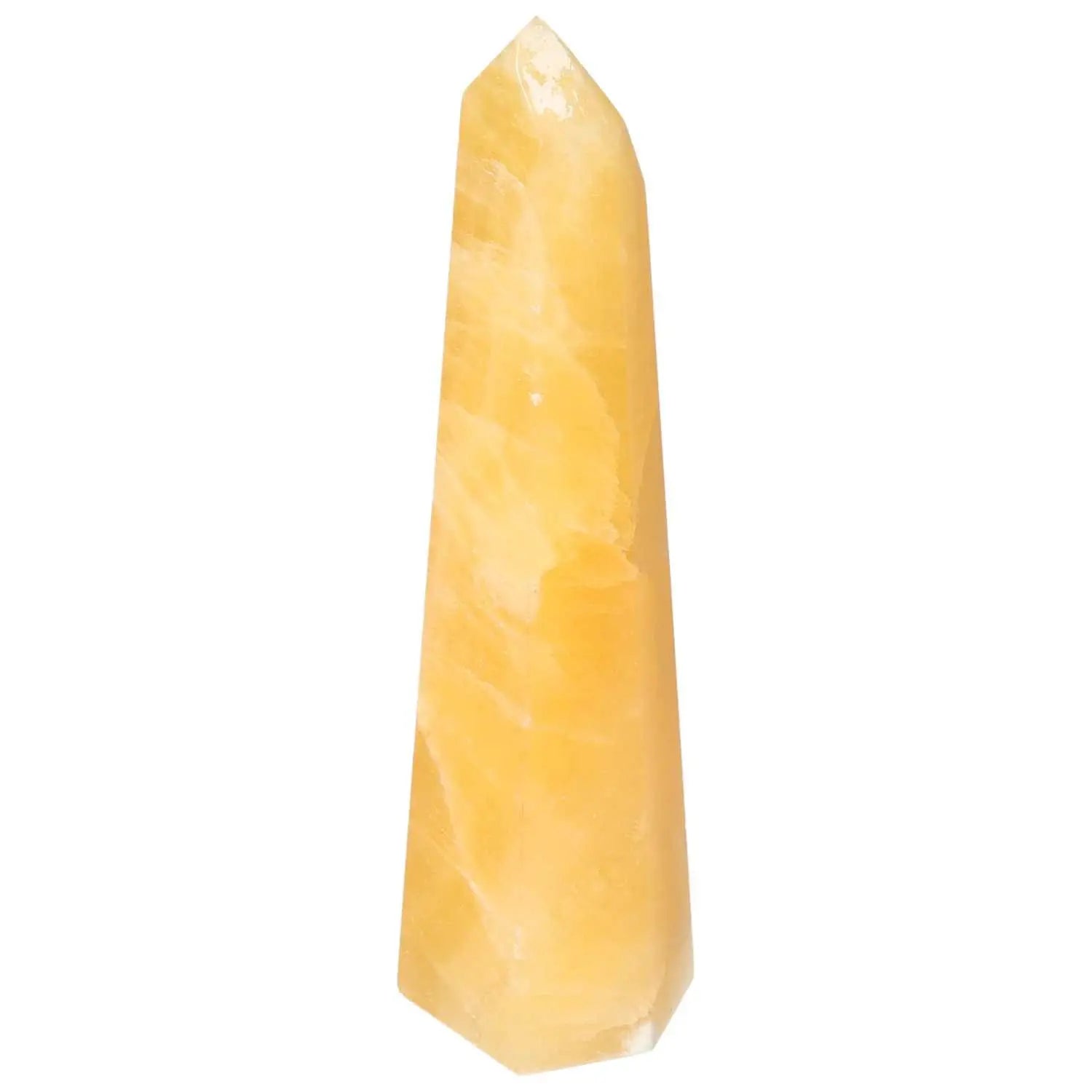 Elegant Mexican Calcite Obelisk from Sylvia Crystals, showcasing premium quality and craftsmanship in a harmonious design.