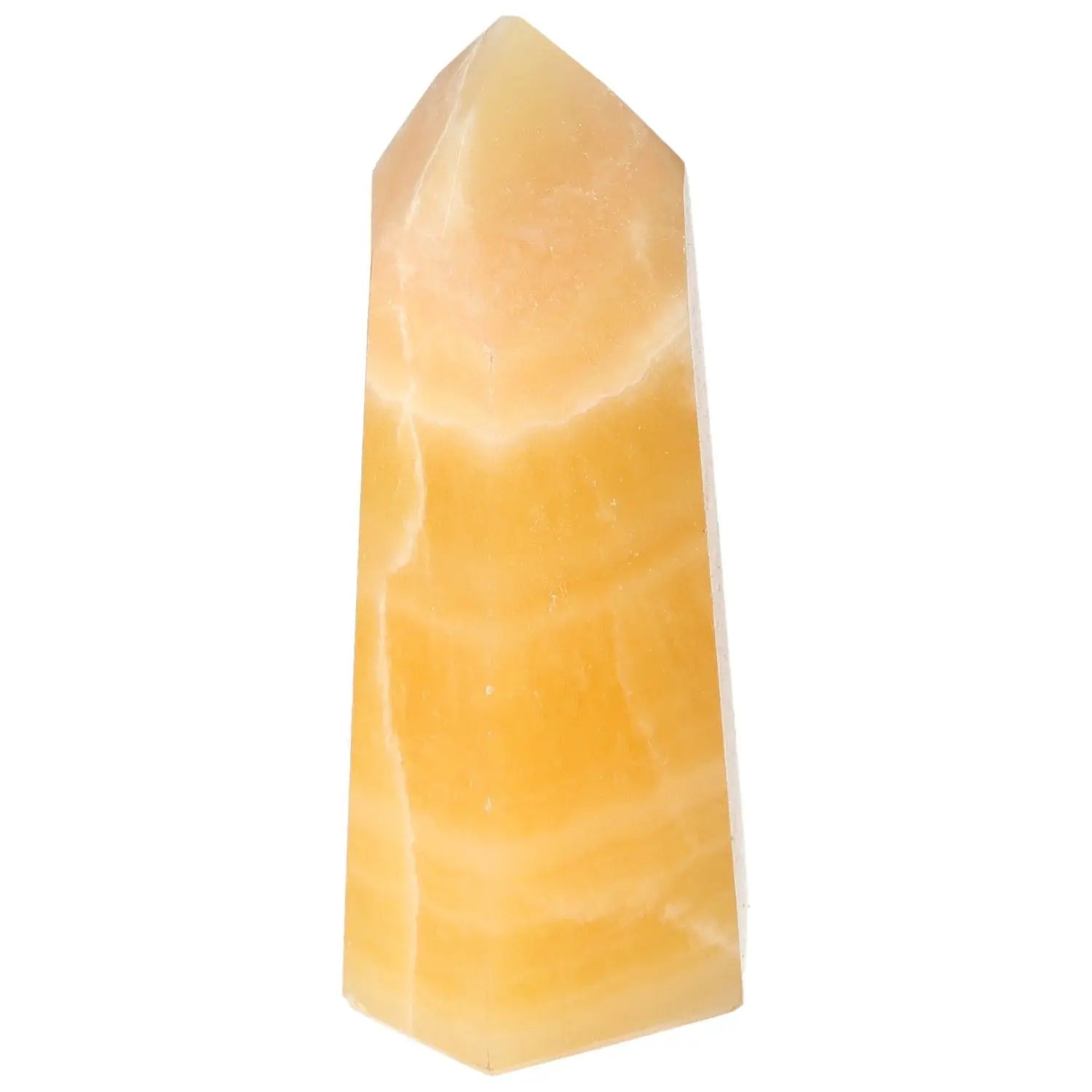 Mexican Calcite Obelisk by Sylvia Crystals, symbolizing spiritual awakening and positive energy boost.