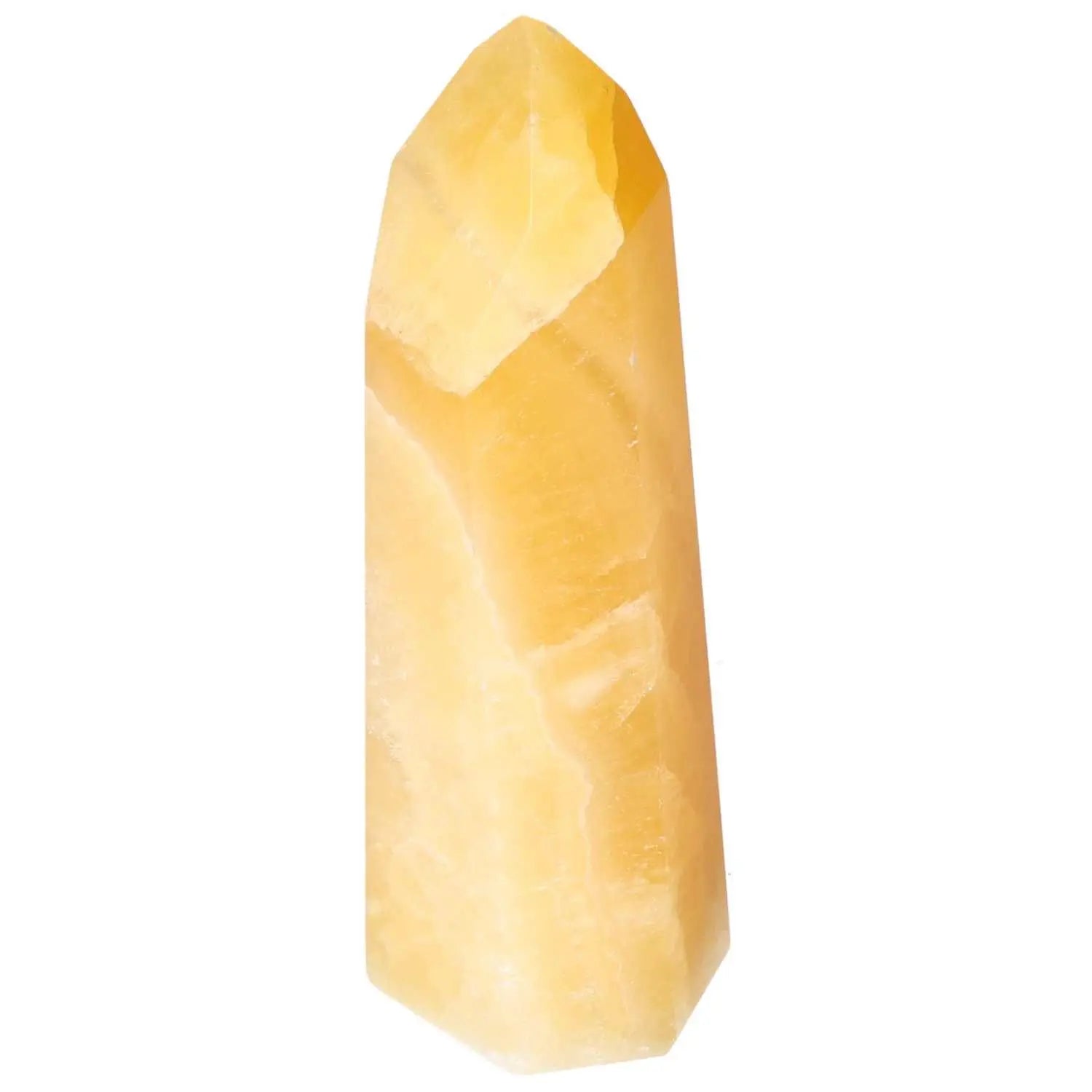 Mexican Calcite Obelisk from Sylvia Crystals, enhancing self-confidence and spiritual connection with earth's energies.