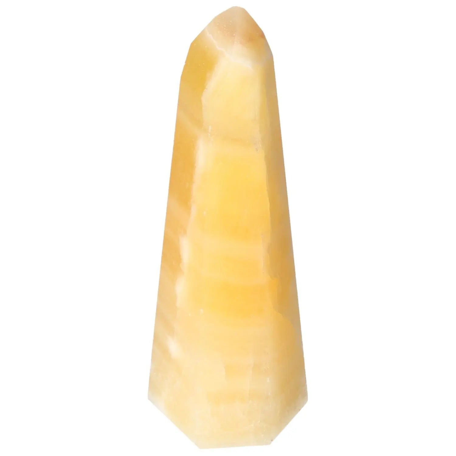 Mexican Calcite Obelisk by Sylvia Crystals, enhancing self-confidence and energy with refined elegance.