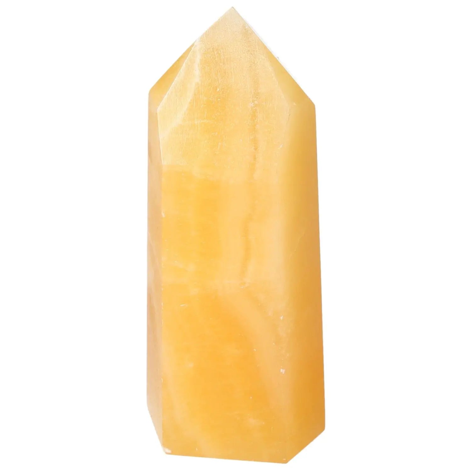 Mexican Calcite Obelisk by Sylvia Crystals; enhances positivity and self-confidence