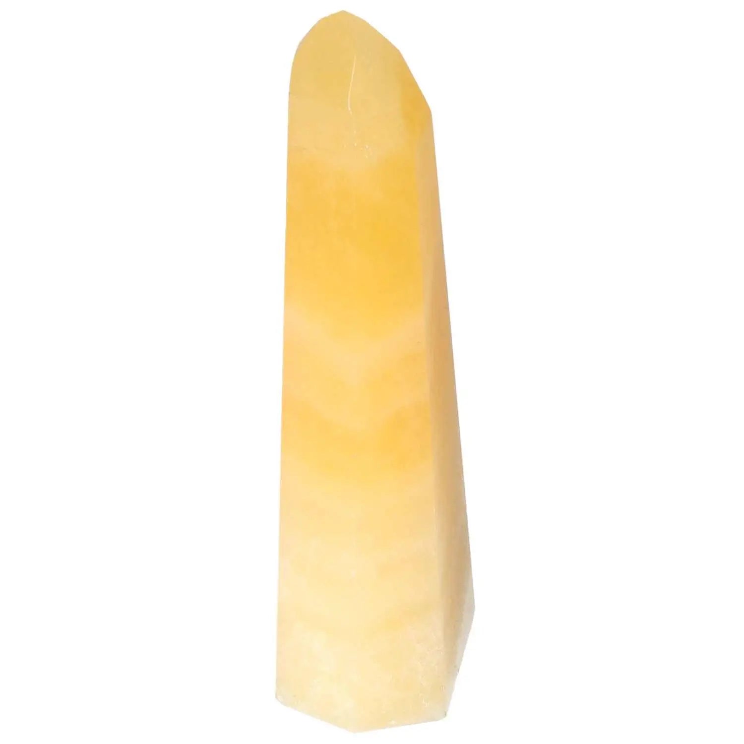 Mexican Calcite Obelisk from Sylvia Crystals, enhancing self-confidence, energy, and prosperity