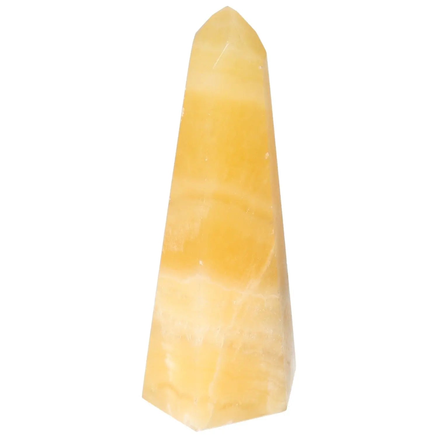 Mexican Calcite Obelisk crystal from Sylvia Crystals, showcasing elegance and spiritual enhancement in its premium design.