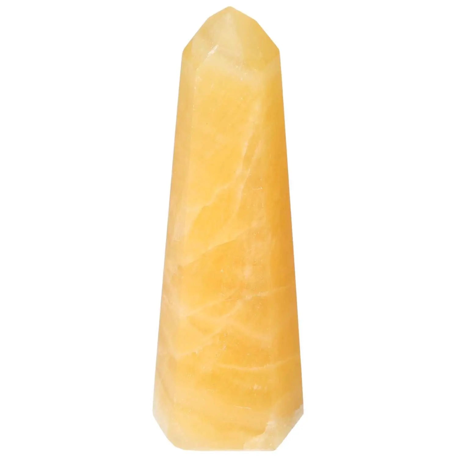 Mexican Calcite Obelisk from Sylvia Crystals exuding natural energy and allure for spiritual growth and motivation.