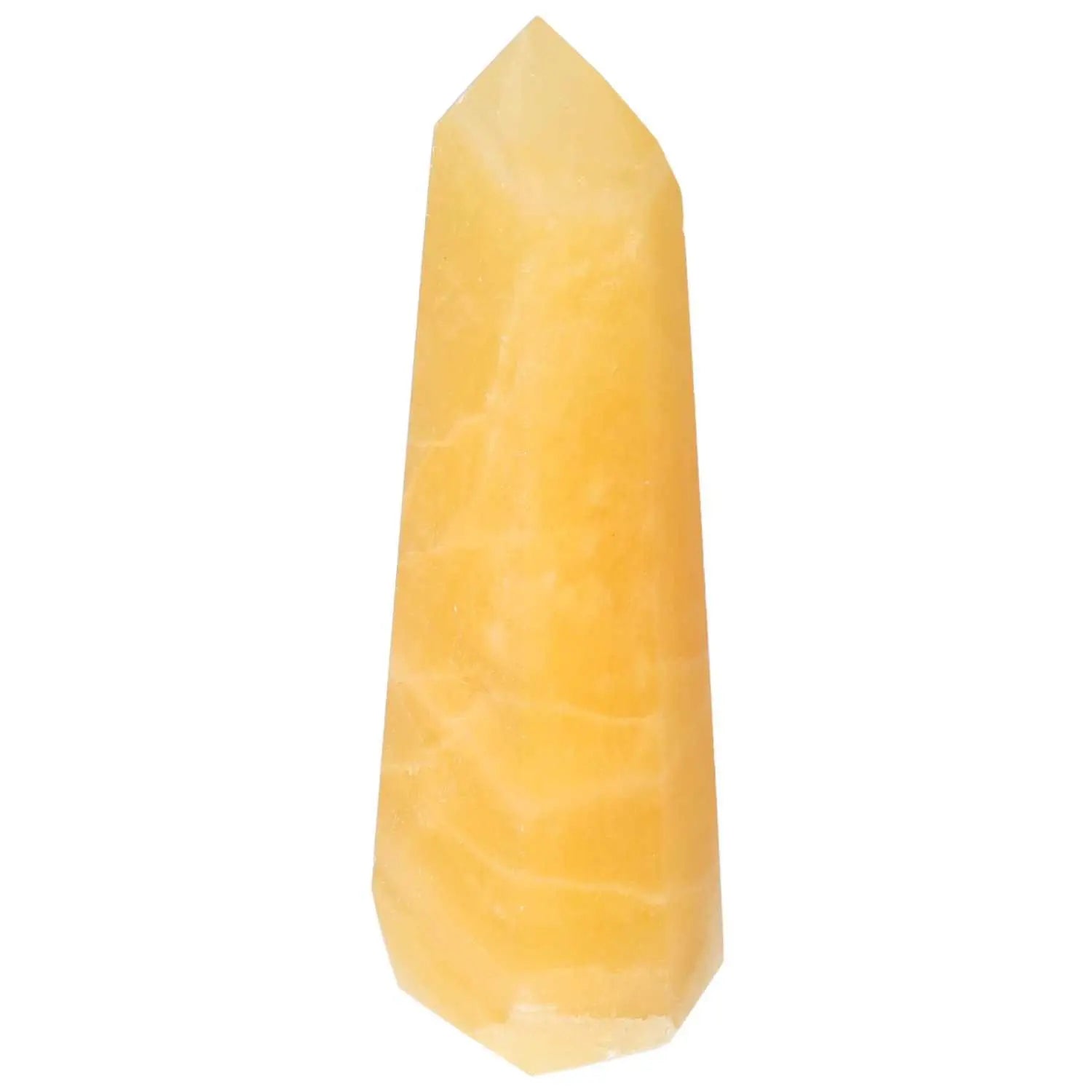 Mexican Calcite Obelisk from Sylvia Crystals, symbolizing motivation, self-confidence, and energy for spiritual growth.