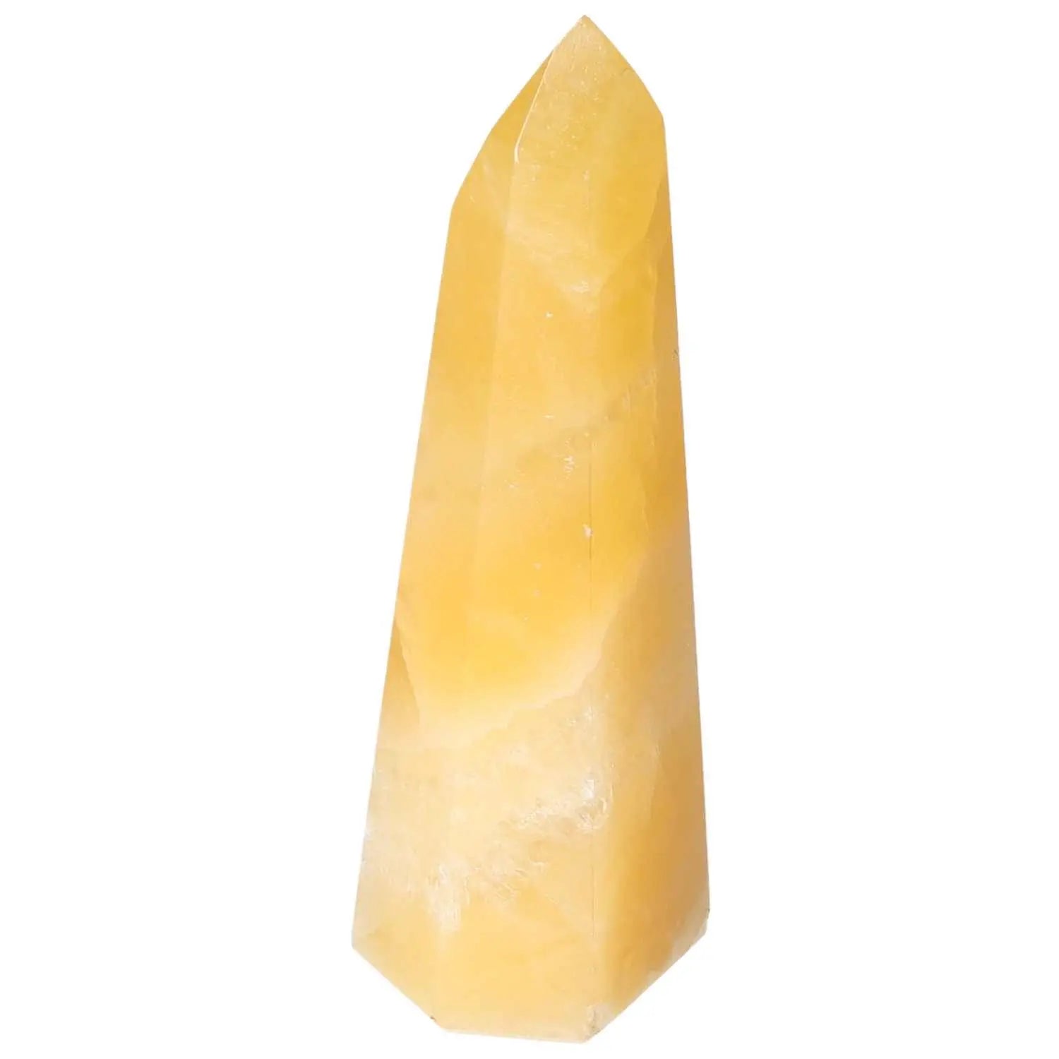 Mexican Calcite Obelisk from Sylvia Crystals, offering luxury, transformation, and enhanced self-confidence.