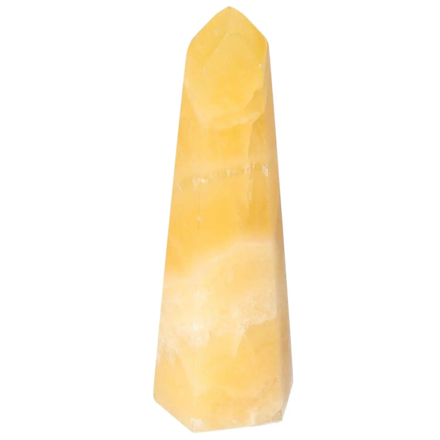 Luxurious Mexican Calcite Obelisk from Sylvia Crystals, known for boosting self-confidence and spiritual transformation.