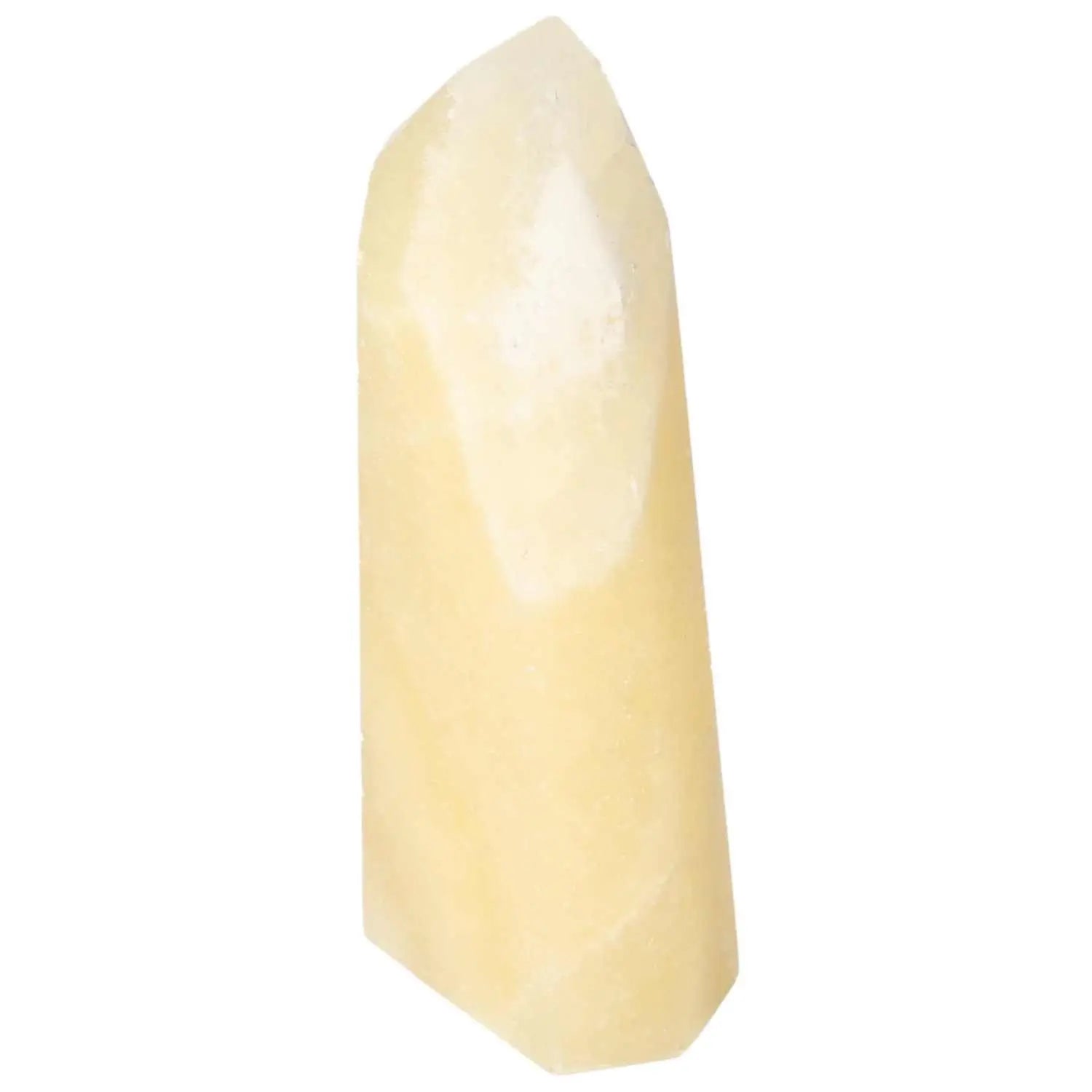 Mexican Calcite Obelisk for self-confidence from Sylvia Crystals, a premium handpicked gemstone showcasing quality and motivation.