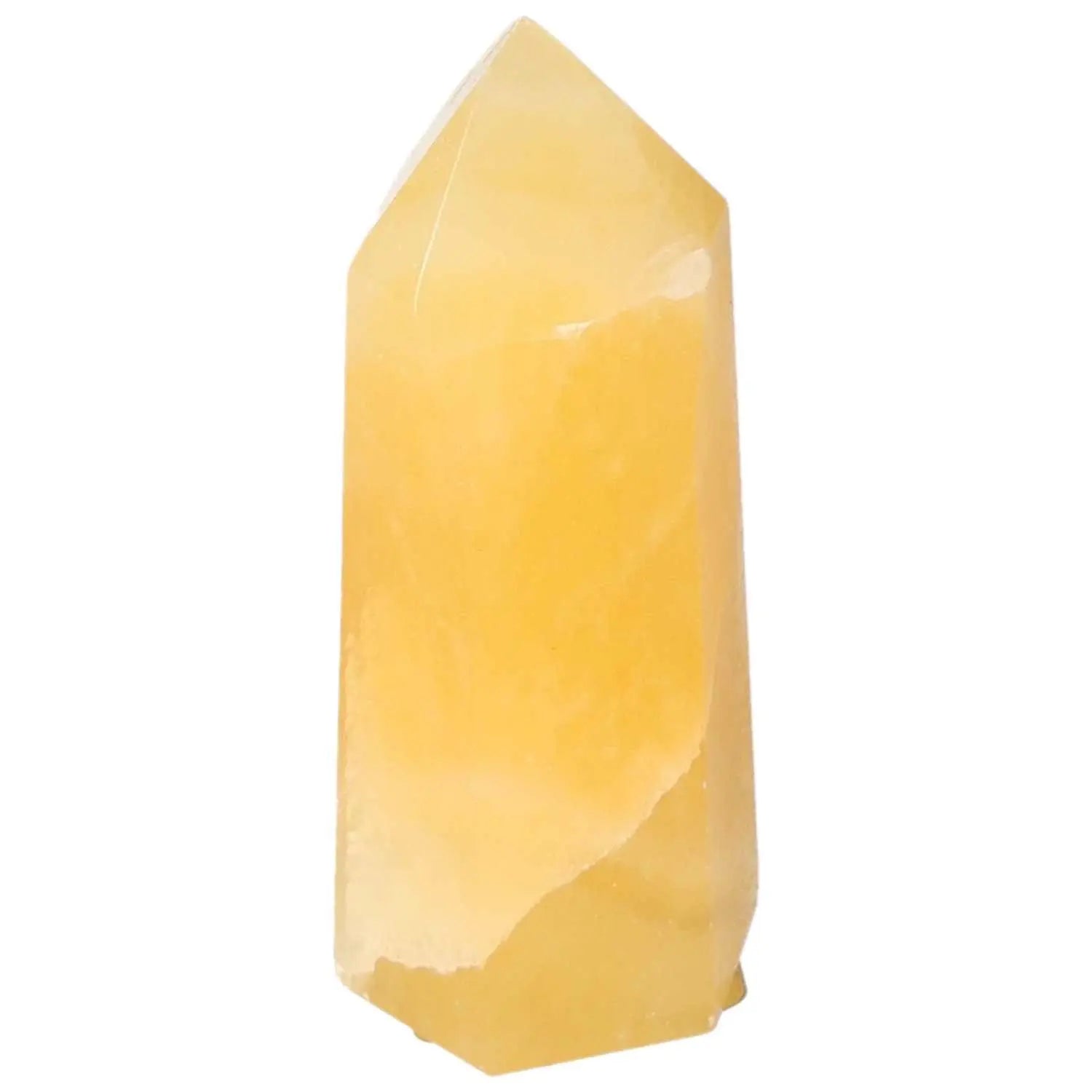 Mexican Calcite Obelisk from Sylvia Crystals, enhancing self-confidence and luxury living. Premium crystal artifact for spiritual spaces.