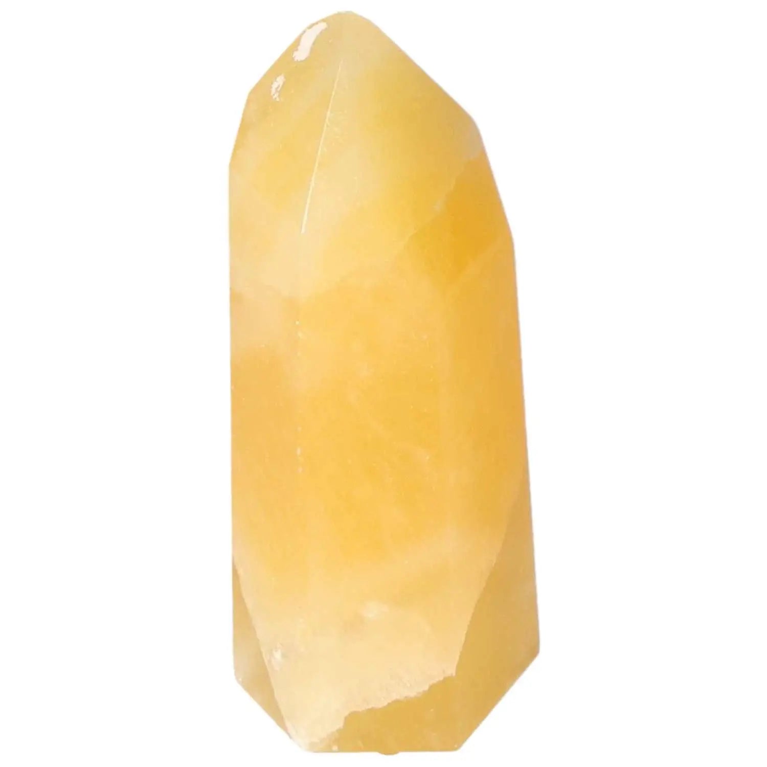 Mexican Calcite Obelisk from Sylvia Crystals, enhancing self-confidence and luxury in conscious living spaces.