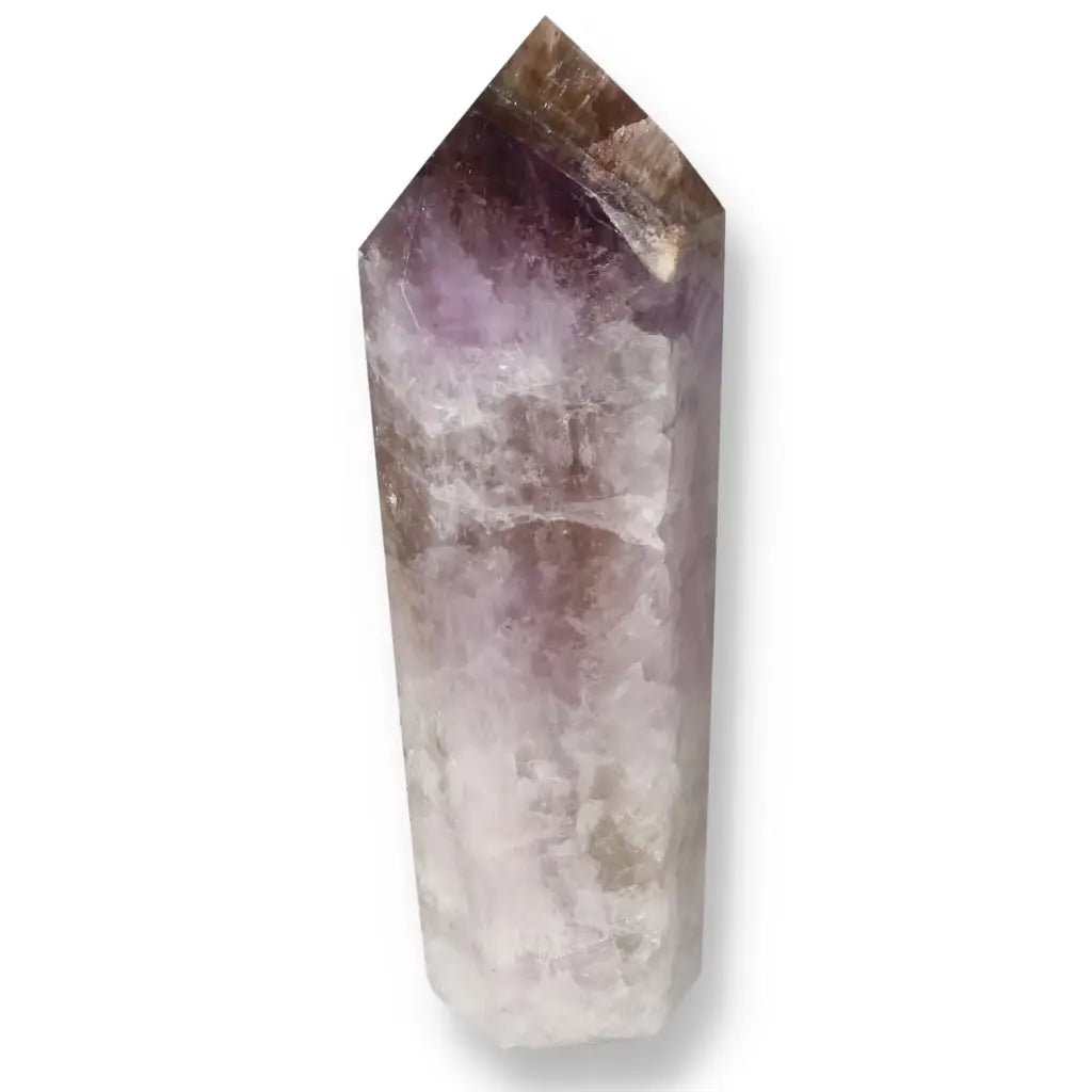Seven Point Polished Amethyst crystal by Sylvia Crystals, known for stress relief and energy rejuvenation, luxury and nature-inspired.