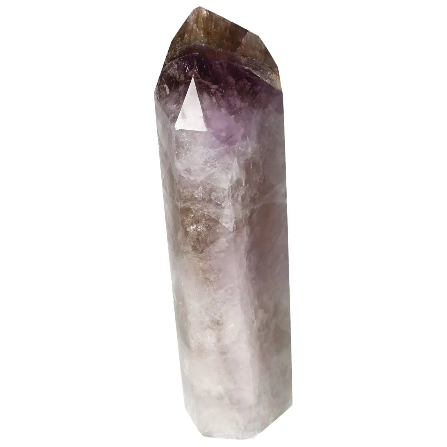 Seven Point Polished Amethyst crystal showcasing luxury and stress relief properties, perfect for conscious living from Sylvia Crystals.
