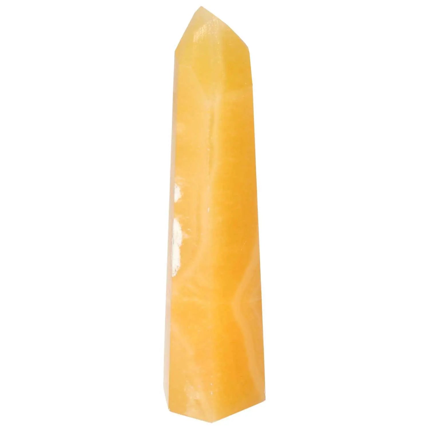 Mexican Calcite Obelisk from Sylvia Crystals, enhancing self-confidence and goal achievement with premium craftsmanship.