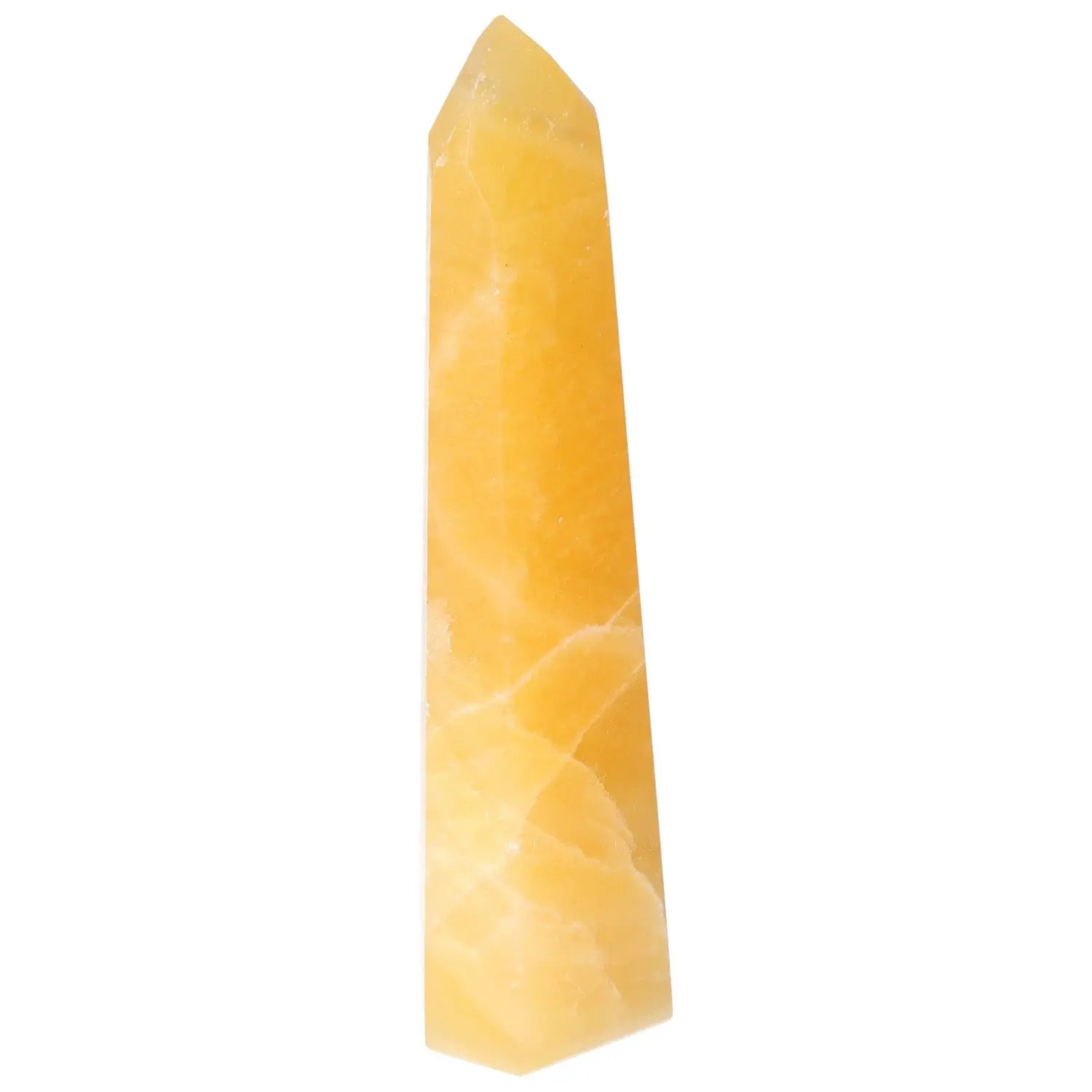 Mexican Calcite Obelisk from Sylvia Crystals, elegantly enhances decor while boosting confidence and goal achievement.