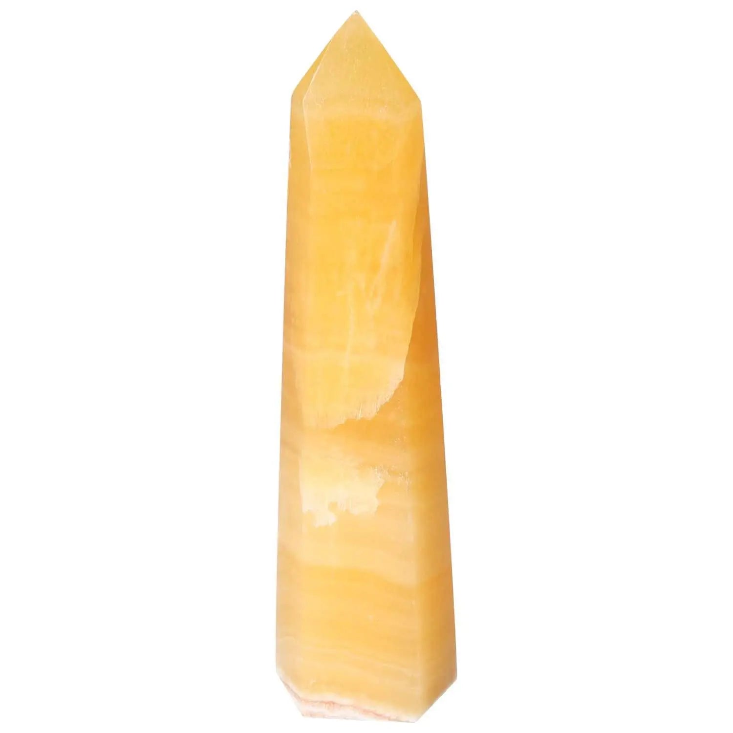 Mexican Calcite Obelisk from Sylvia Crystals, enhances self-confidence and motivation.