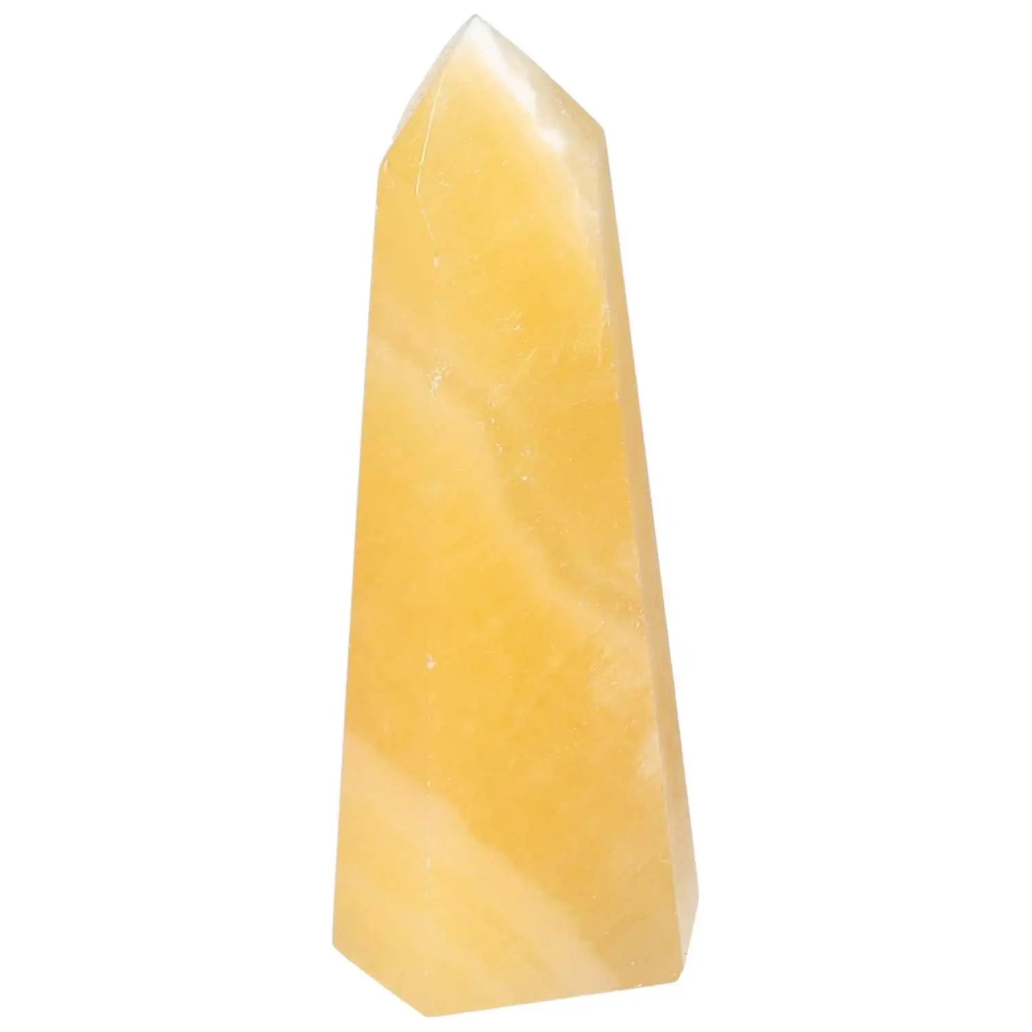 Mexican Calcite Obelisk from Sylvia Crystals, enhancing self-confidence and motivation with vibrant energy in any space.