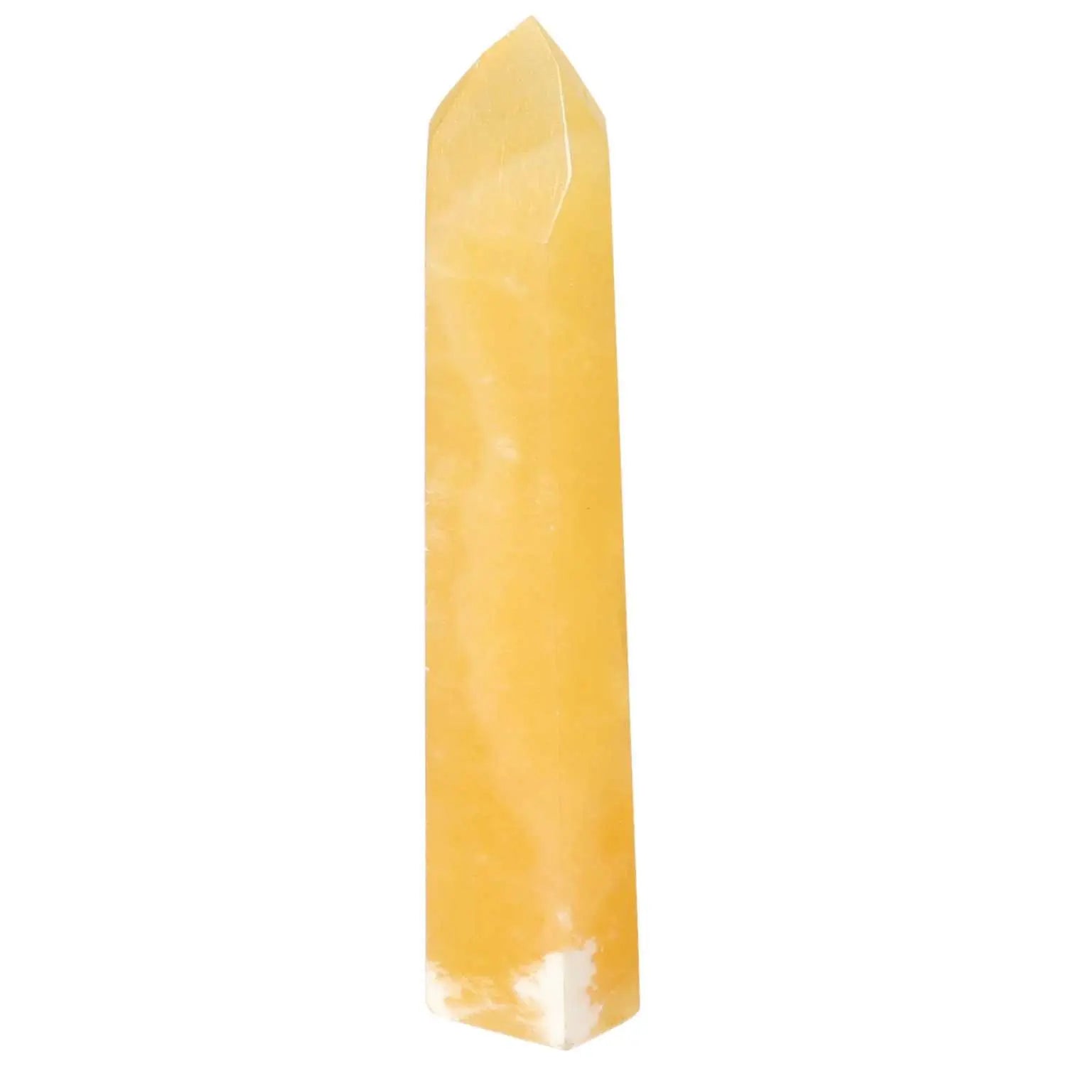 Mexican Calcite Obelisk from Sylvia Crystals, showcasing premium quality and elegant design for spiritual enhancement.
