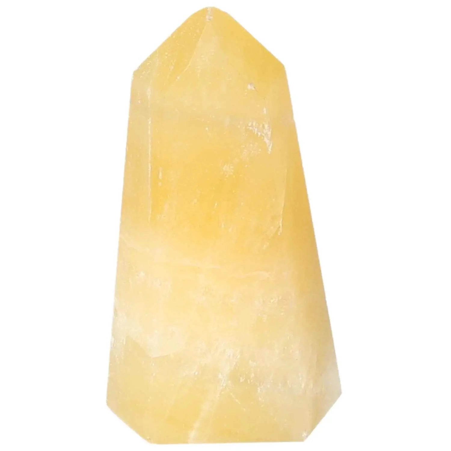 Yellow Mexican Calcite Obelisk from Sylvia Crystals, enhances motivation and elegance, premium selection, radiant energy source.