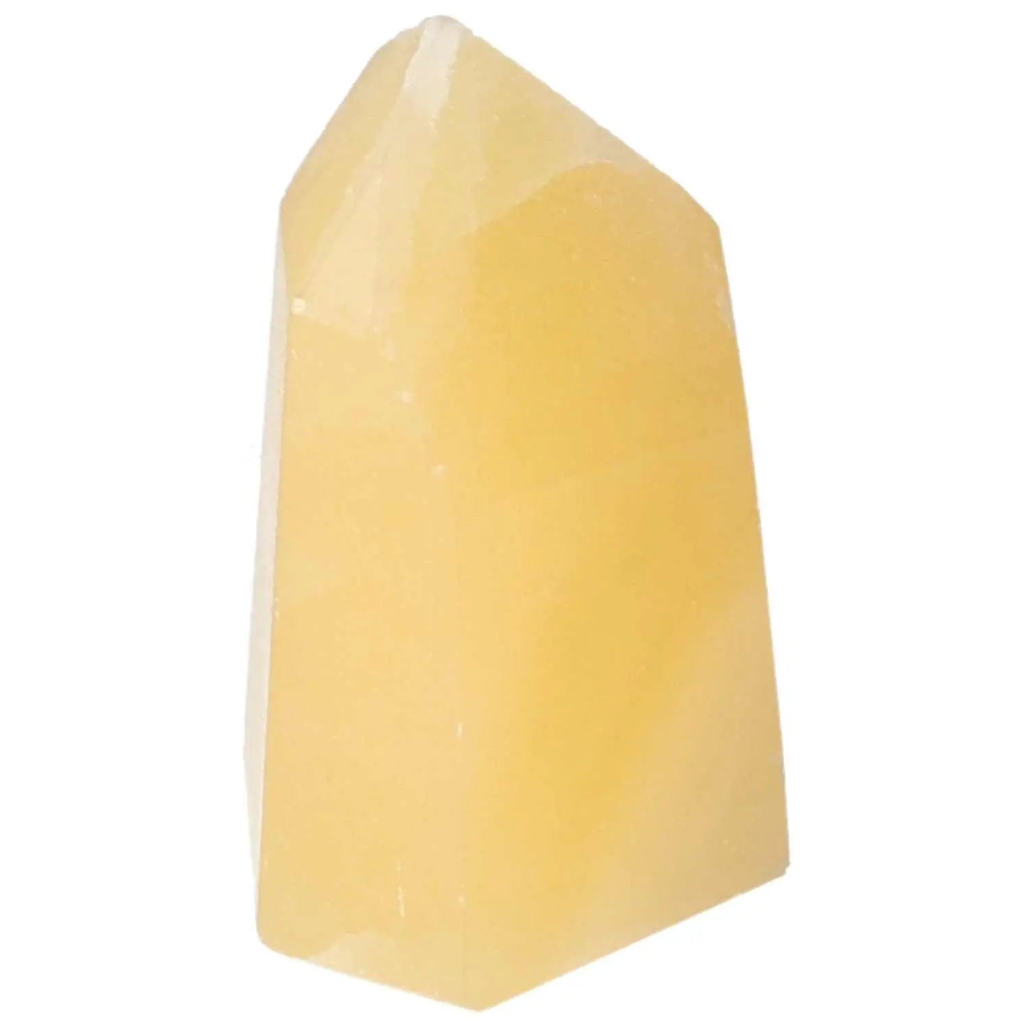 Mexican Calcite Obelisk from Sylvia Crystals; boosts self-confidence and goal achievement.