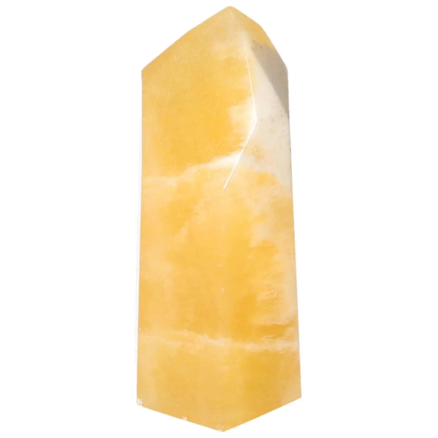 Mexican Calcite Obelisk from Sylvia Crystals, enhances self-confidence and vitality, exquisite decorative piece.