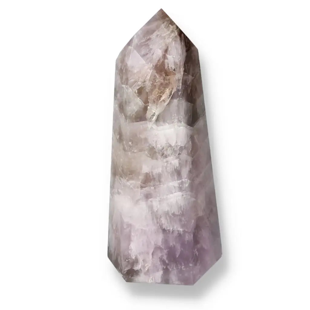 Seven Point Polished Amethyst crystal from Sylvia Crystals, known for tranquility and stress relief, showcasing luxury and precision.