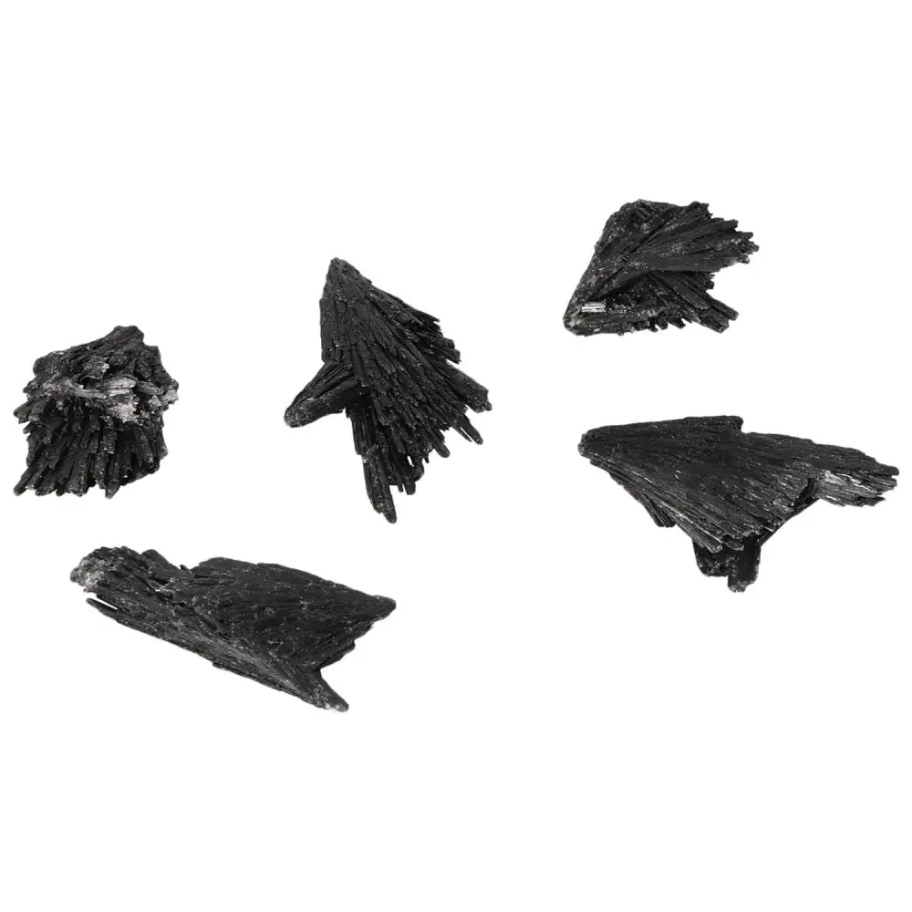 Black Kyanite S gemstones from Sylvia Crystals, ideal for meditation and introspection, featuring luxury and spiritual harmony.