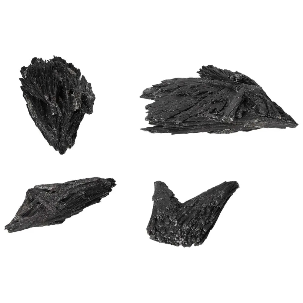 Black Kyanite M crystal stones for introspection and clarity from Sylvia Crystals, emphasizing premium quality and spiritual resonance.