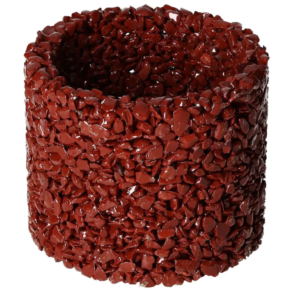 Decorative Red Jasper Candle Holder with Earthy Hues and Handcrafted Design by Sylvia Crystals, Highlighting Natural Elegance and Craftsmanship