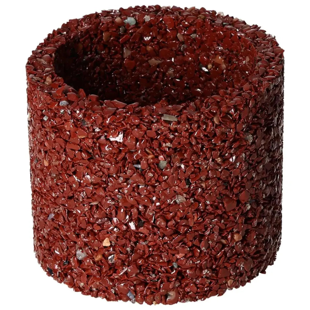 Red Jasper decorative pot cover with vibrant earthy tones from Sylvia Crystals collection, showcasing intricate patterns and luxury design.