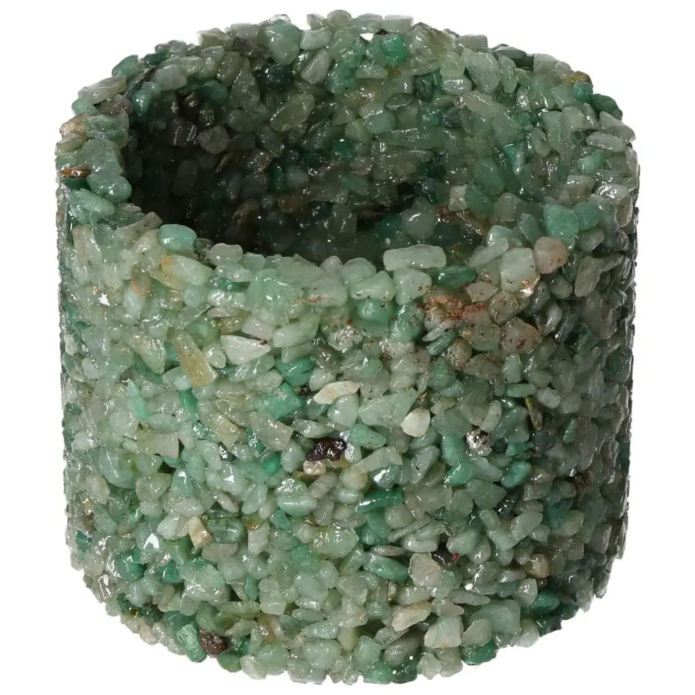 Green quartz candle holder showcasing natural elegance and sophisticated design, perfect for upscale home decor by Sylvia Crystals.