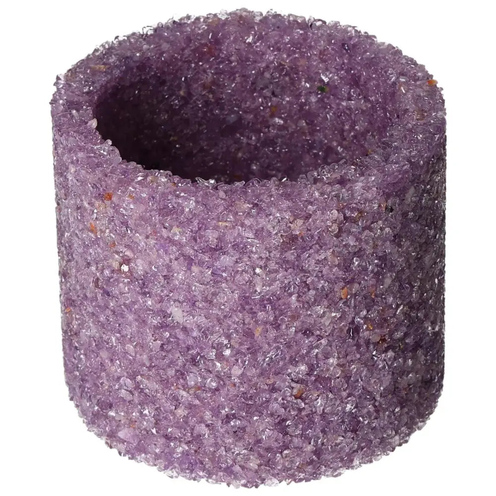 Luxurious amethyst candle holder enhancing tranquility and elegance; crafted with genuine crystals for stress reduction and energy enhancement.