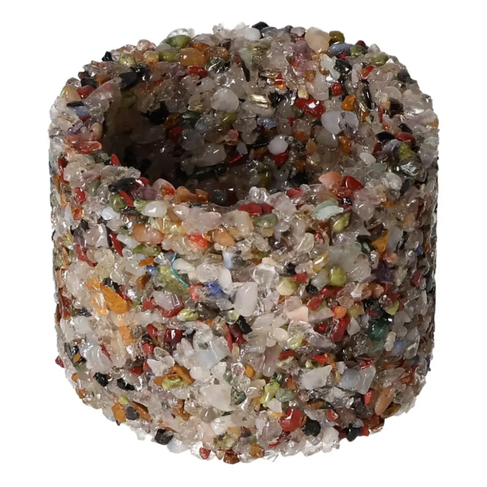 Colorful crystal-studded candle holder MIX S from Sylvia Crystals, showcasing luxury and nature for elegant home decor.