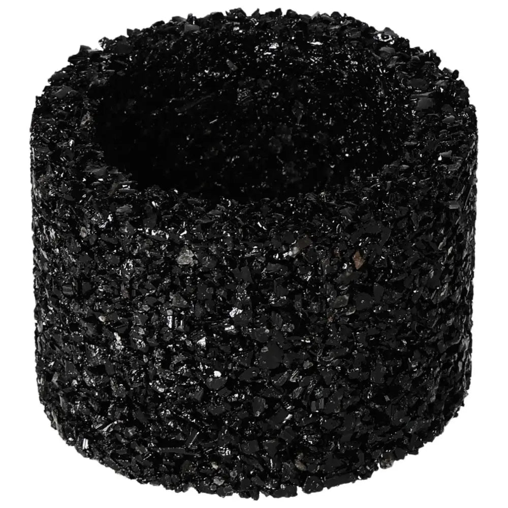 Luxury black tourmaline candle holder by Sylvia Crystals, enhancing elegance and promoting energy cleansing.